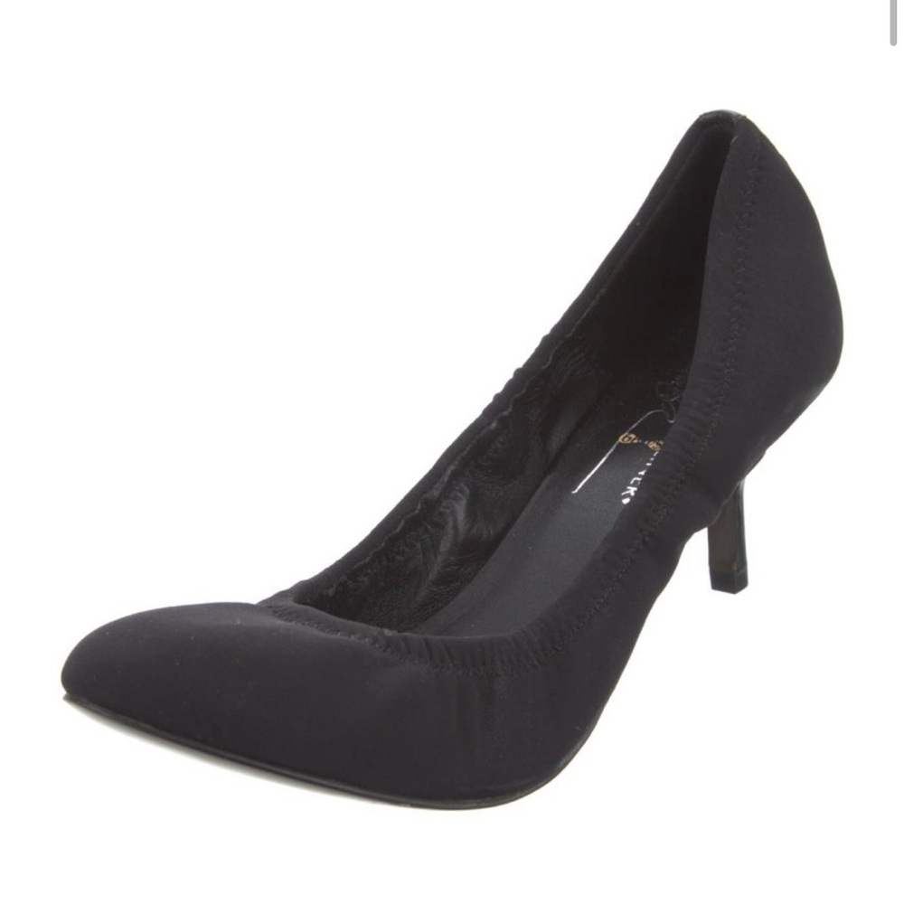 Donald Pliner Canvas Leather Trim Embellishment Pumps Black